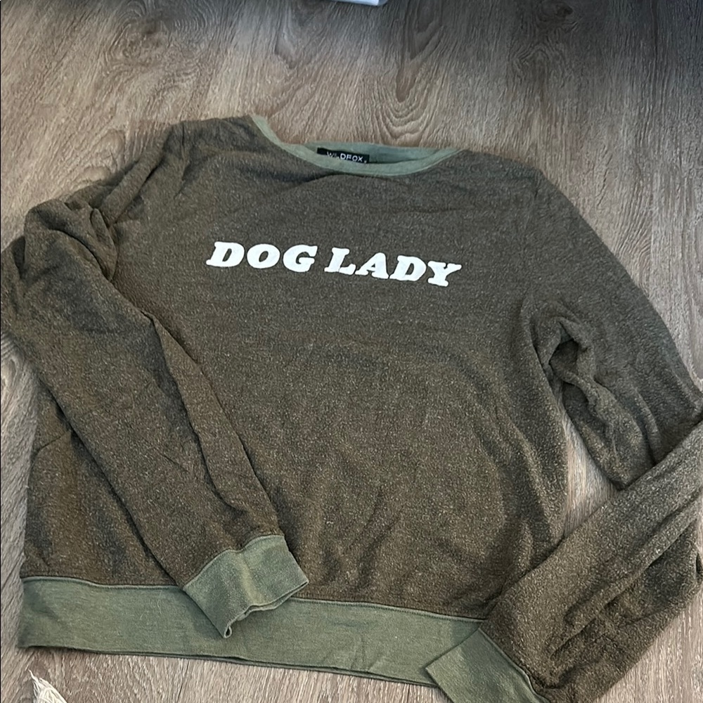 Wildfox Olive Green "DOG LADY" Sweatshirt